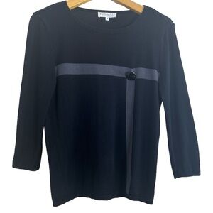 Christian Dior Parfums CD Uniform Black Silk-Cotton Sweater Medium